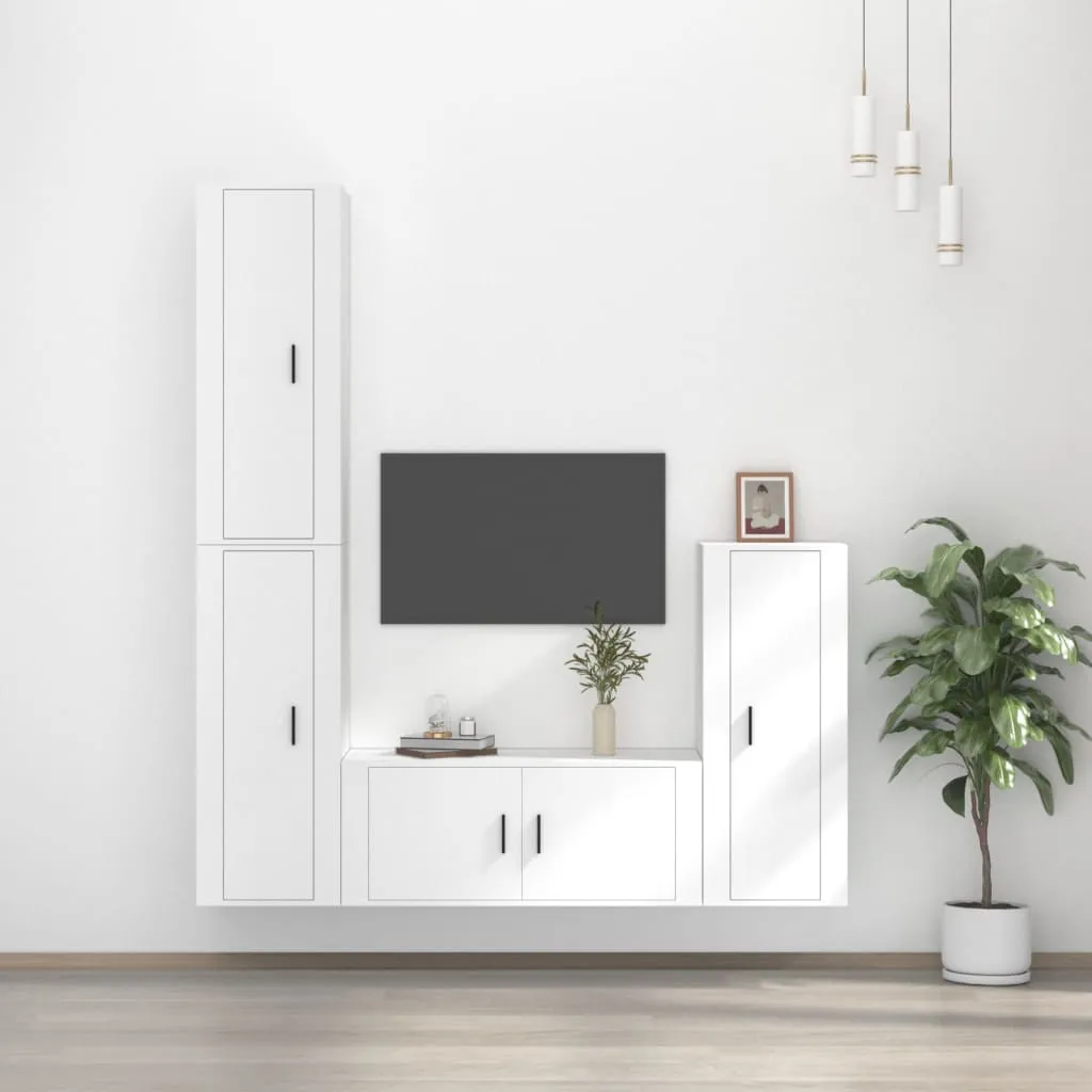 vidaXL Set di Mobili Porta TV 4 pz Bianco in Legno Multistrato