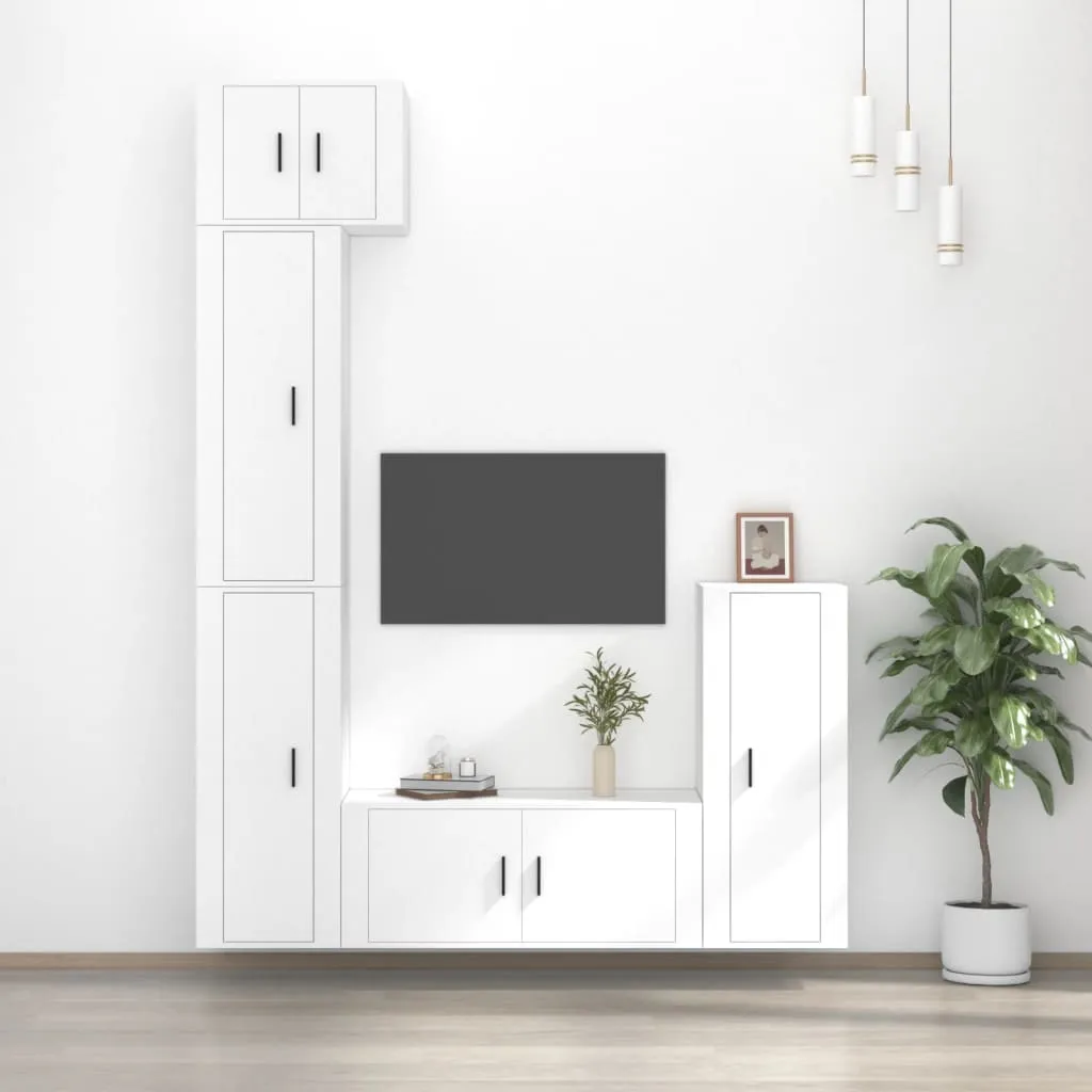 vidaXL Set di Mobili Porta TV 5 pz Bianco in Legno Multistrato