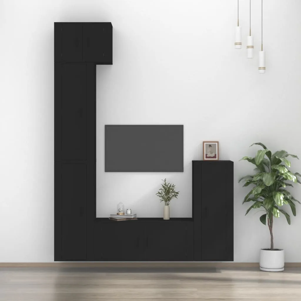 vidaXL Set di Mobili Porta TV 5 pz Nero in Legno Multistrato