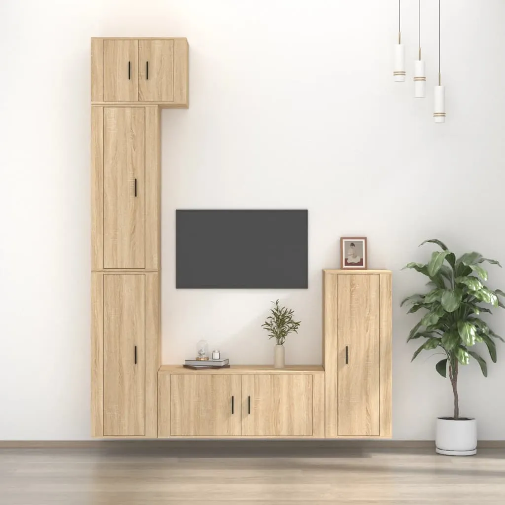 vidaXL Set di Mobili Porta TV 5 pz Rovere Sonoma in Legno Multistrato