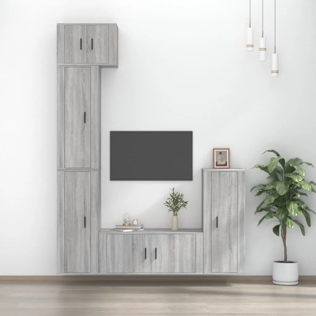 vidaXL Set di Mobili Porta TV 5 pz Grigio Sonoma in Legno Multistrato