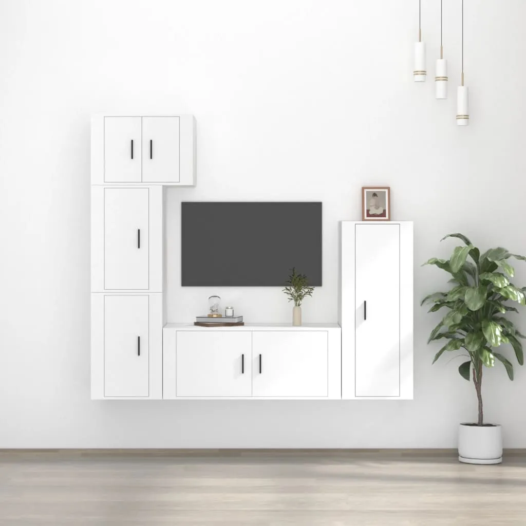 vidaXL Set di Mobili Porta TV 5 pz Bianco in Legno Multistrato