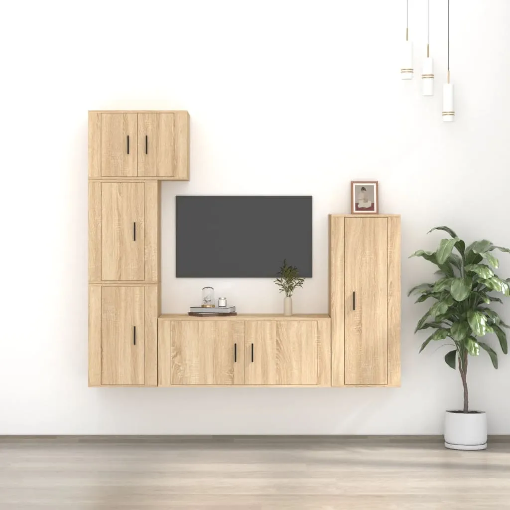 vidaXL Set di Mobili Porta TV 5 pz Rovere Sonoma in Legno Multistrato