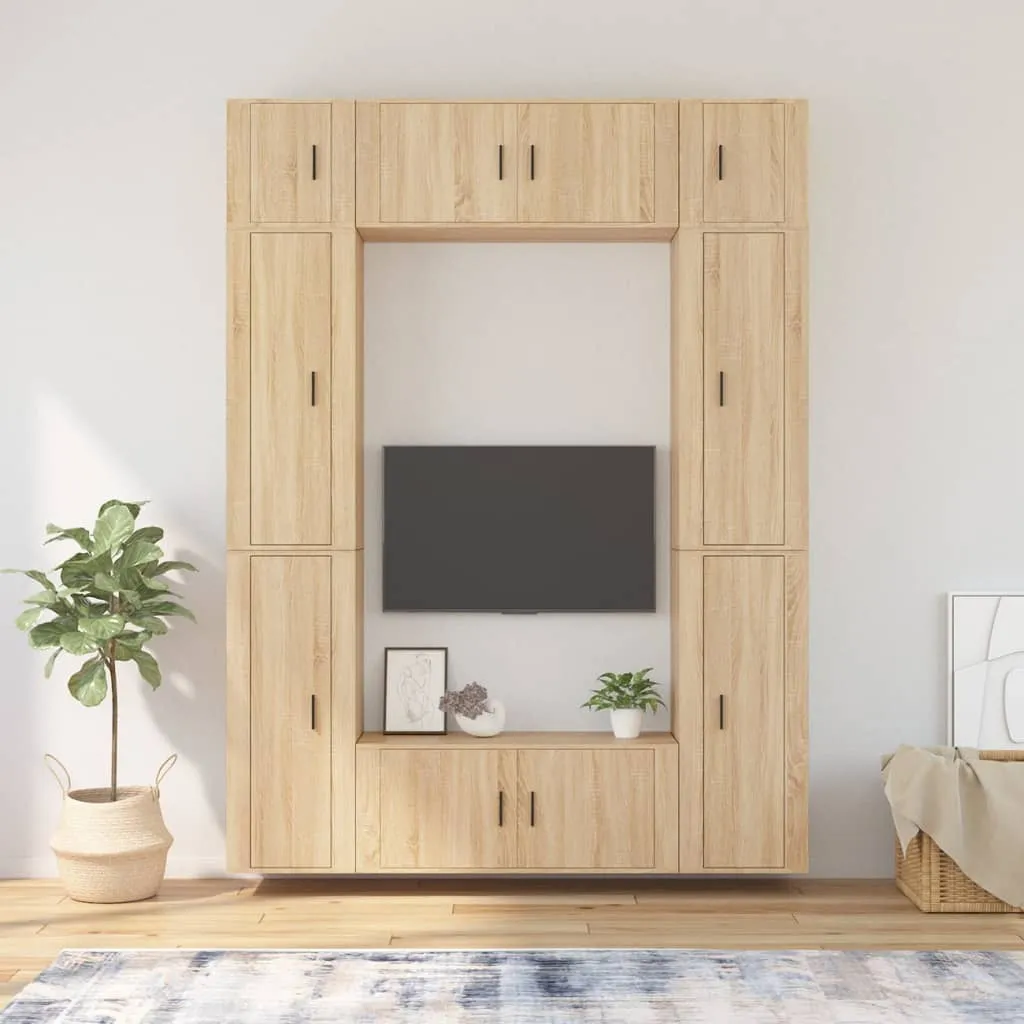 vidaXL Set Mobili Porta TV 8pz Rovere Sonoma in Legno Multistrato