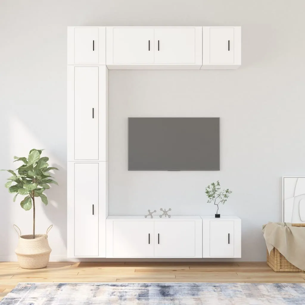 vidaXL Set di Mobili Porta TV 7 pz Bianco in Legno Multistrato