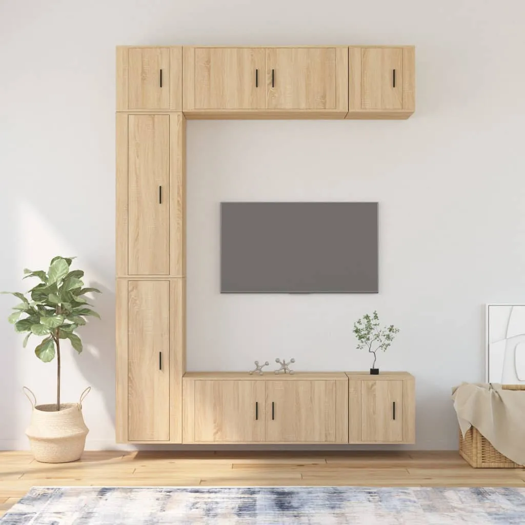 vidaXL Set di Mobili Porta TV 7 pz Rovere Sonoma in Legno Multistrato