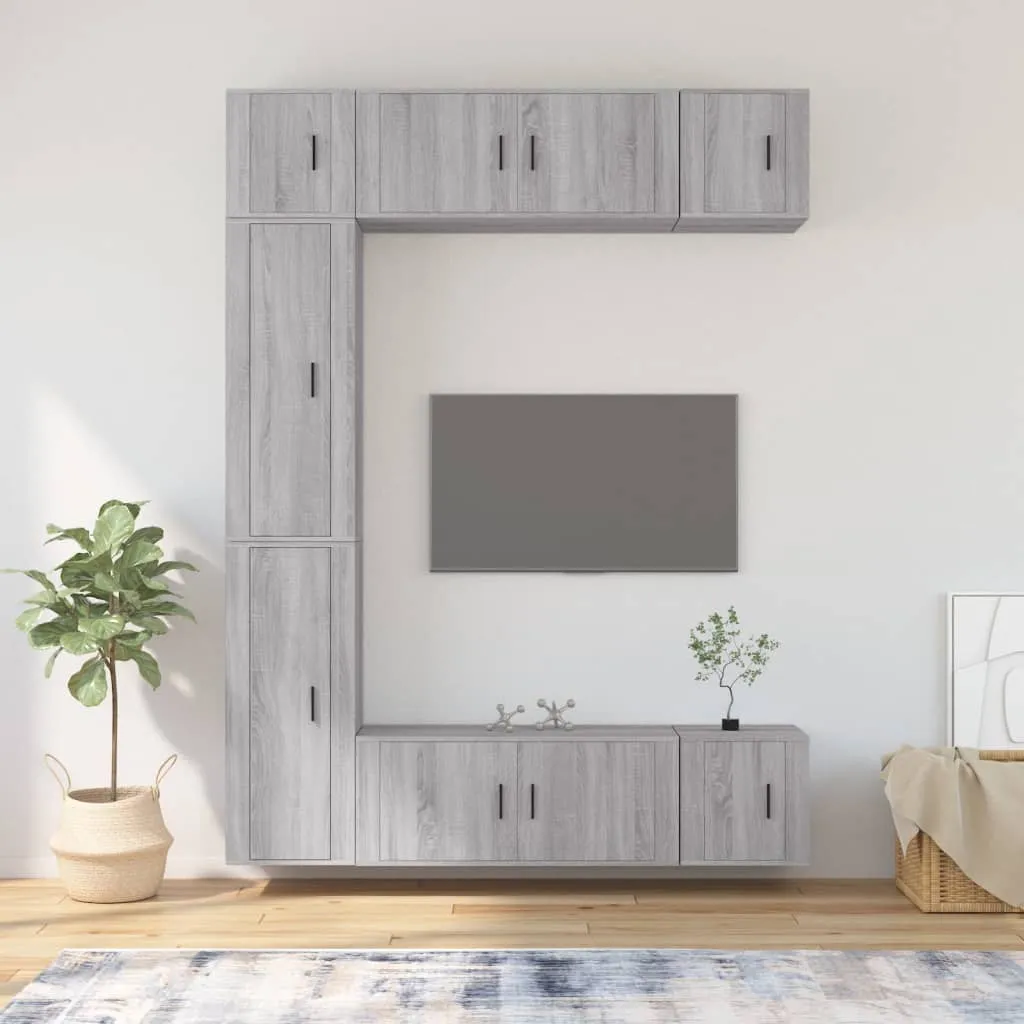 vidaXL Set di Mobili Porta TV 7 pz Grigio Sonoma in Legno Multistrato