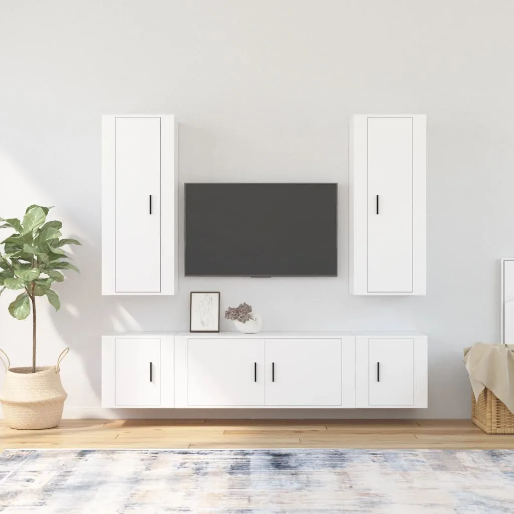 vidaXL Set di Mobili Porta TV 5 pz Bianco in Legno Multistrato