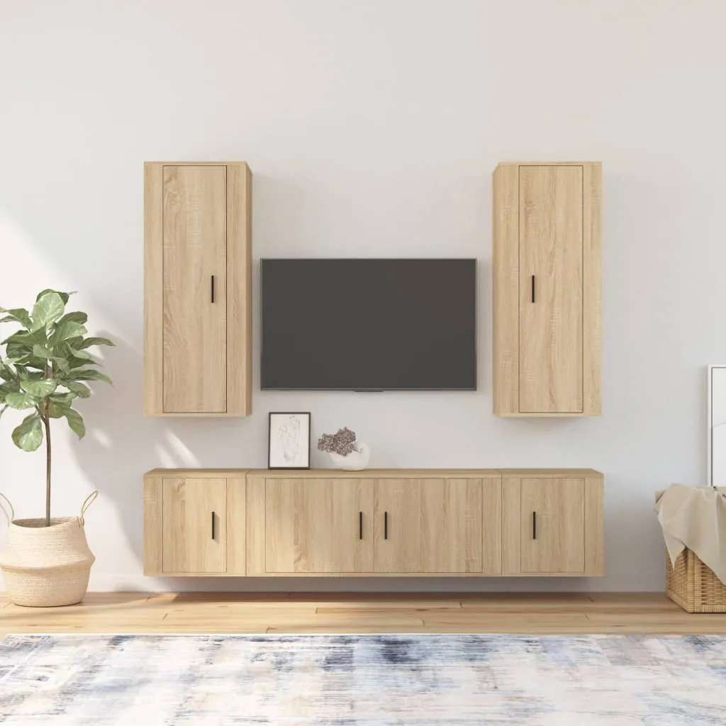 vidaXL Set di Mobili Porta TV 5 pz Rovere Sonoma in Legno Multistrato