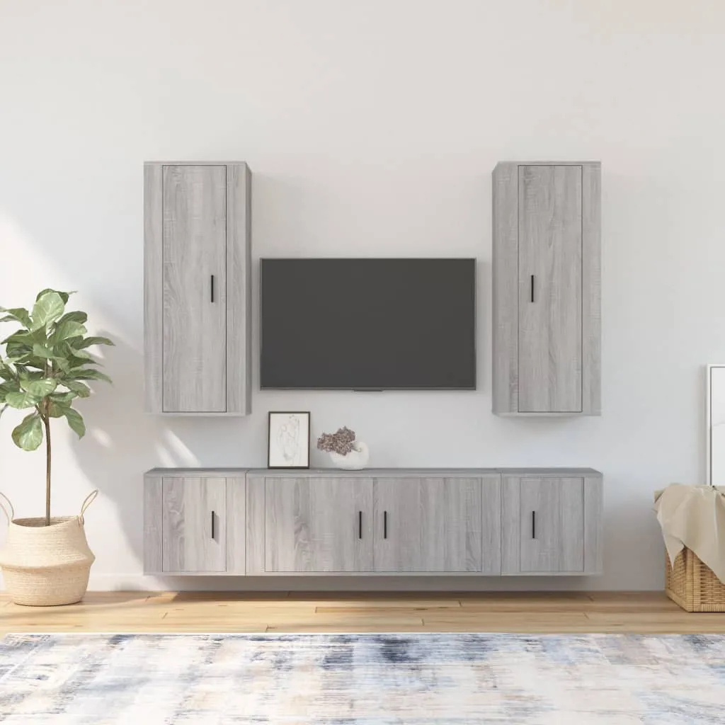 vidaXL Set di Mobili Porta TV 5 pz Grigio Sonoma in Legno Multistrato