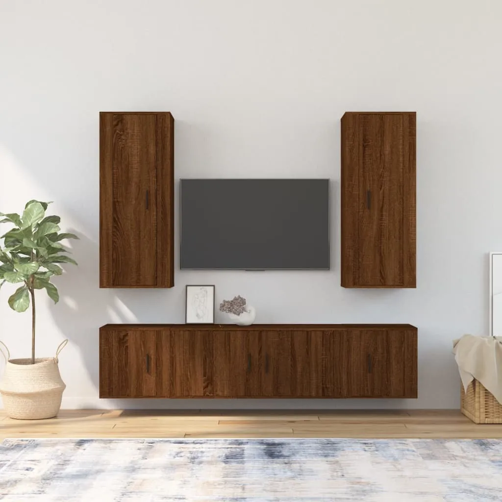 vidaXL Set Mobili Porta TV 5 pz Rovere Marrone in Legno Multistrato