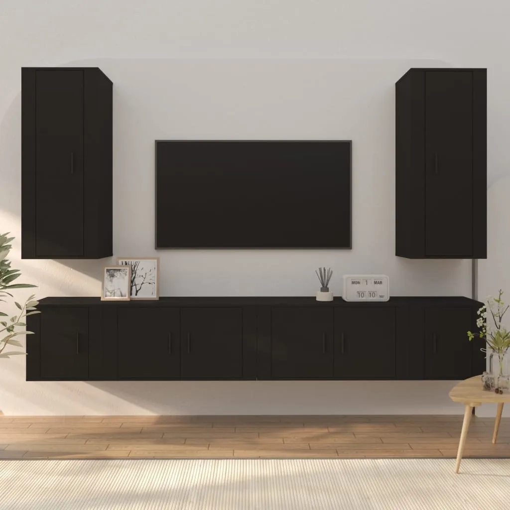 vidaXL Set Mobili Porta TV 6 pz Nero in Legno Multistrato