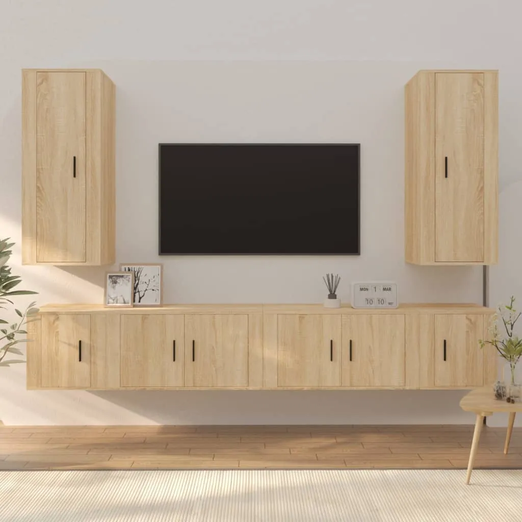 vidaXL Set di Mobili Porta TV 6 pz Rovere Sonoma in Legno Multistrato