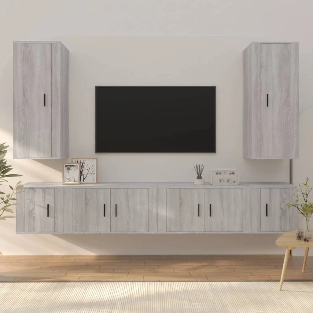 vidaXL Set di Mobili Porta TV 6 pz Grigio Sonoma in Legno Multistrato