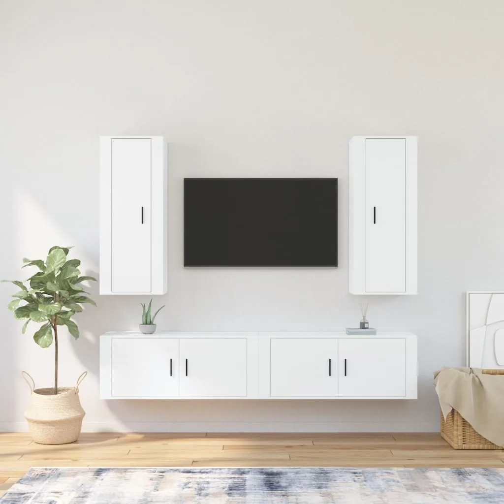 vidaXL Set di Mobili Porta TV 4 pz Bianco in Legno Multistrato