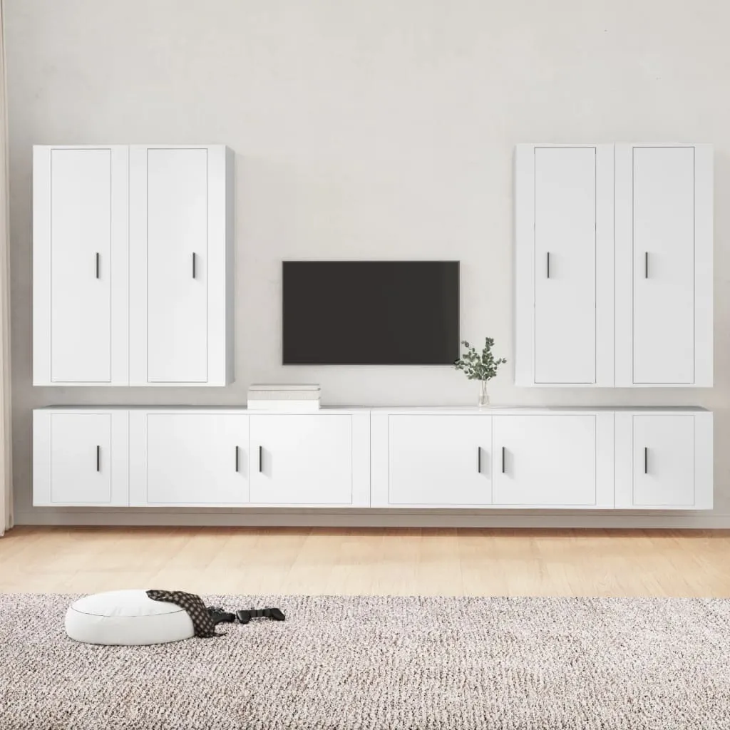 vidaXL Set Mobili Porta TV 8pz Bianco in Legno Multistrato