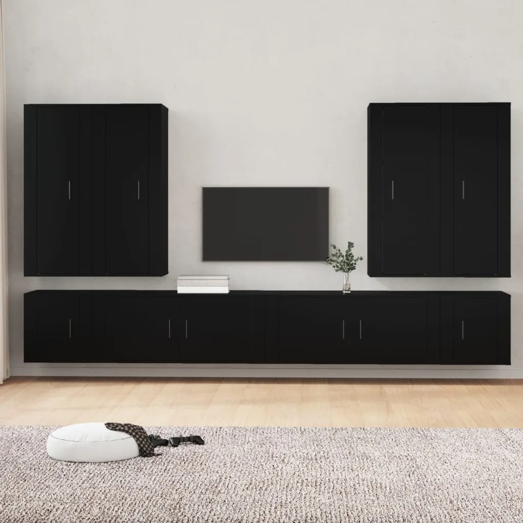 vidaXL Set Mobili Porta TV 8pz Nero in Legno Multistrato