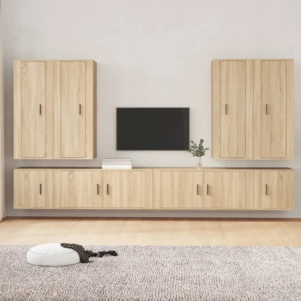 vidaXL Set Mobili Porta TV 8pz Rovere Sonoma in Legno Multistrato