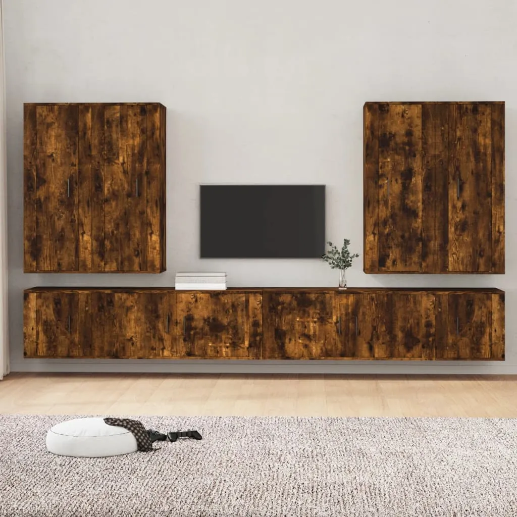 vidaXL Set Mobili Porta TV 8 pz Rovere Fumo in Legno Multistrato