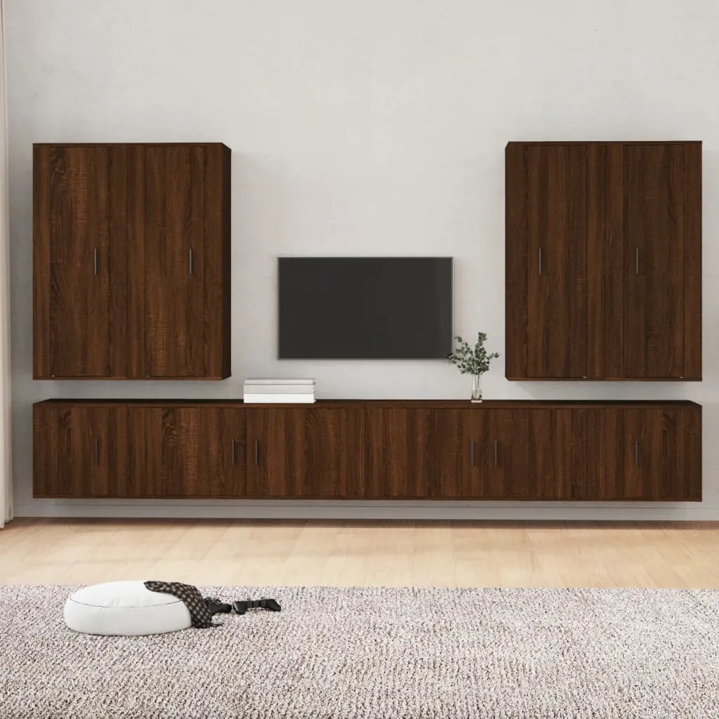 vidaXL Set Mobili Porta TV 8pz Rovere Marrone in Legno Multistrato