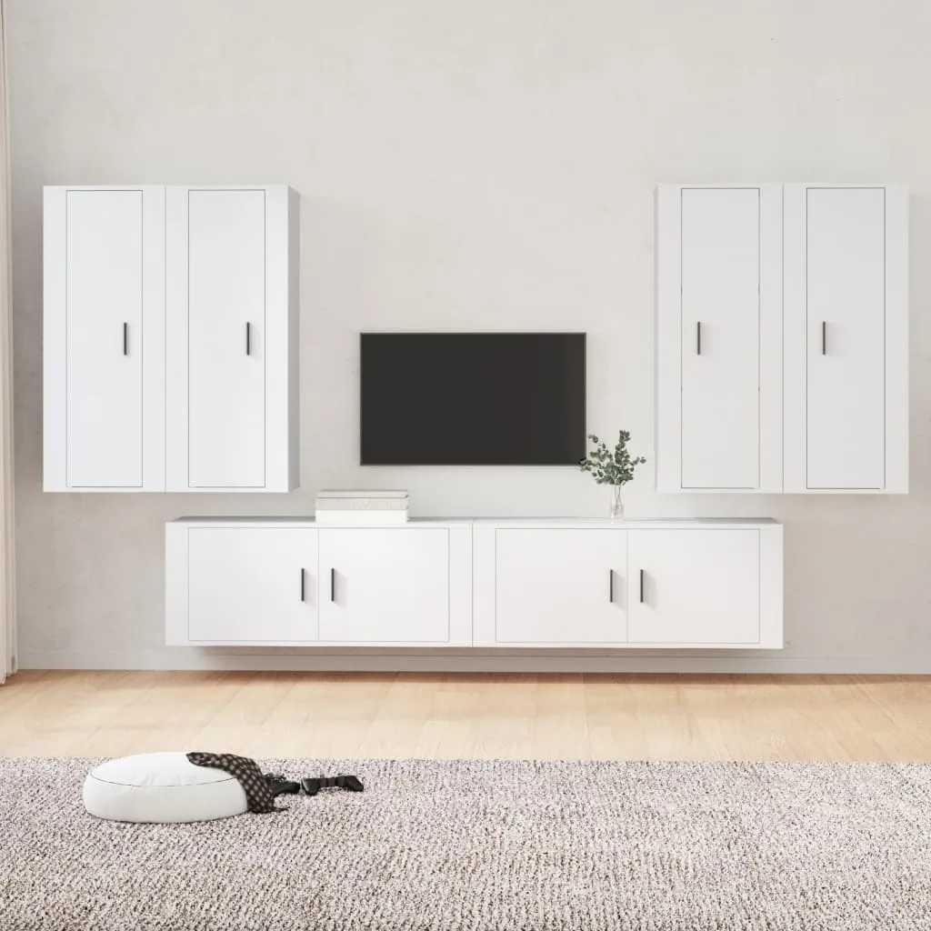 vidaXL Set di Mobili Porta TV 6 pz Bianco in Legno Multistrato