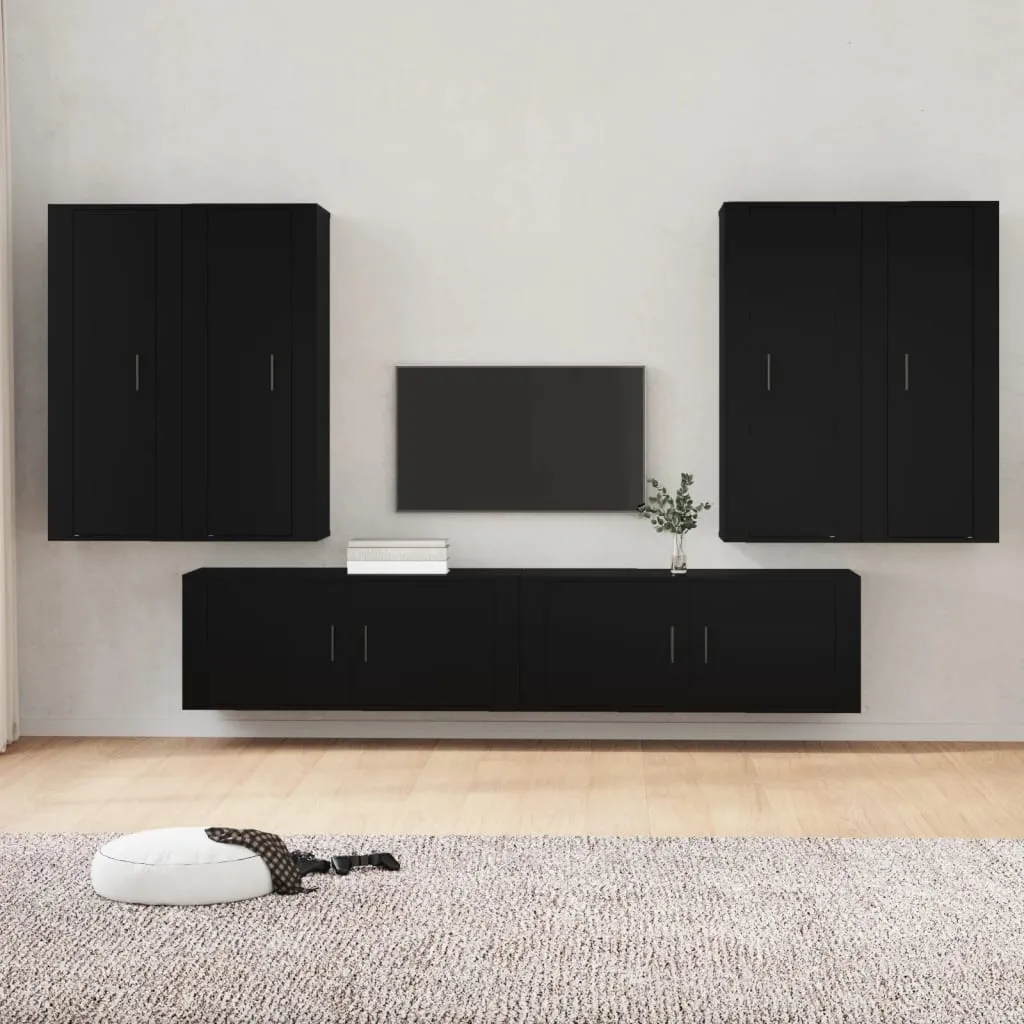 vidaXL Set Mobili Porta TV 6 pz Nero in Legno Multistrato