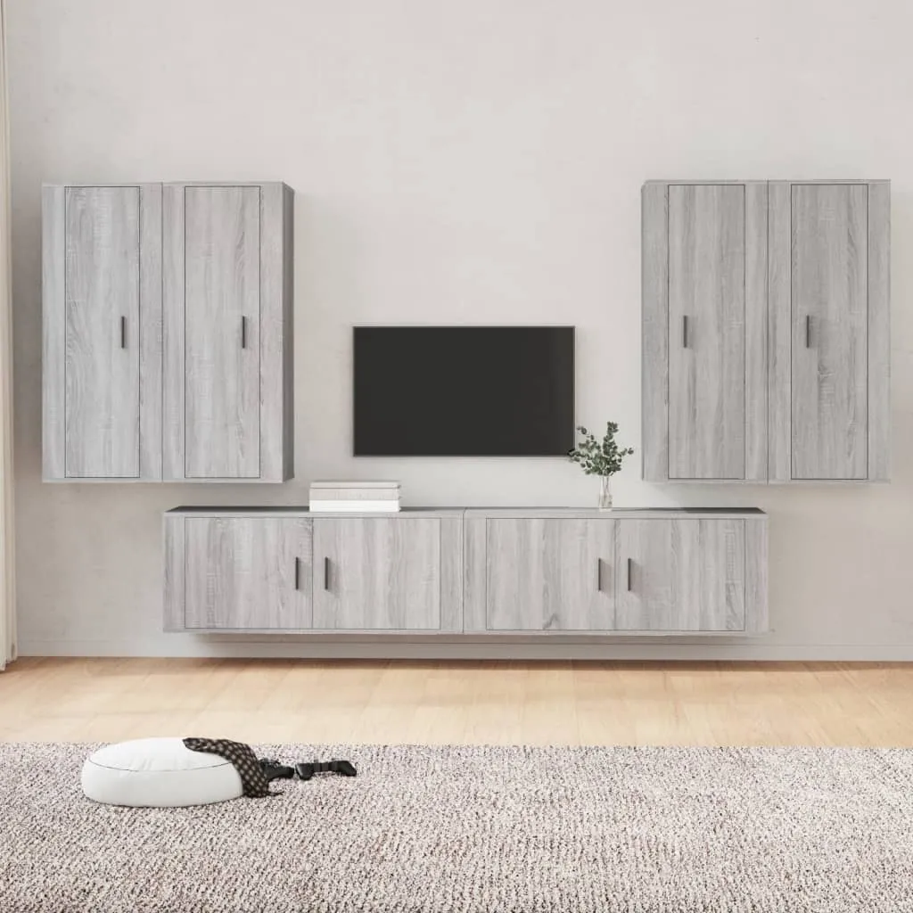 vidaXL Set di Mobili Porta TV 6 pz Grigio Sonoma in Legno Multistrato