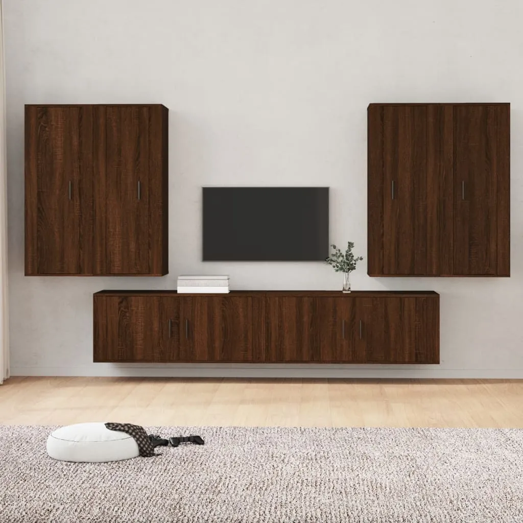 vidaXL Set Mobili Porta TV 6 pz Rovere Marrone in Legno Multistrato