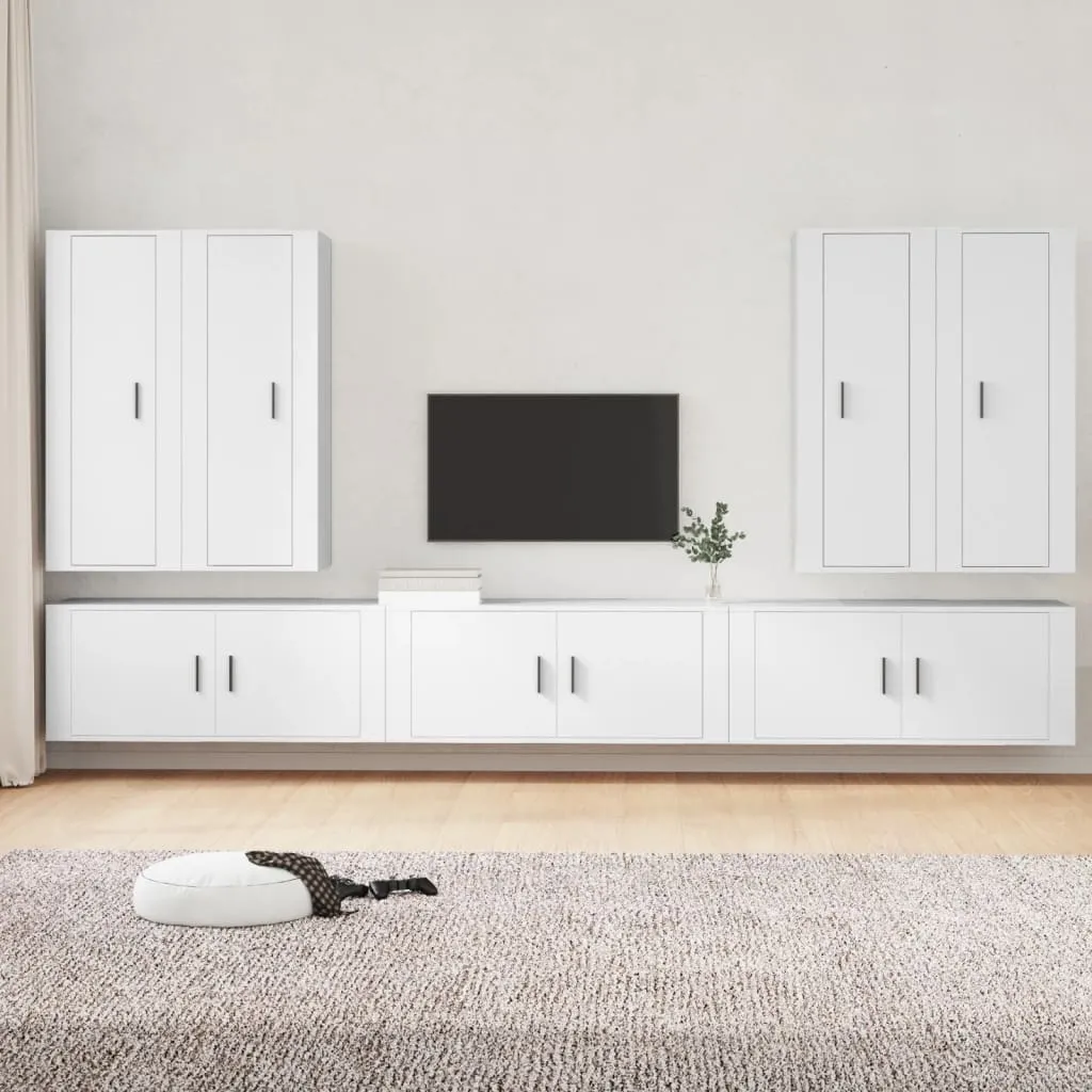 vidaXL Set di Mobili Porta TV 7 pz Bianco in Legno Multistrato