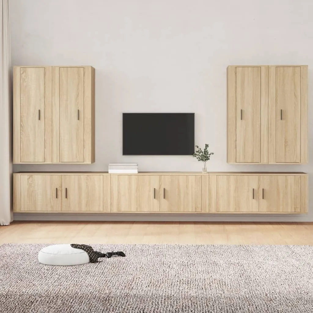 vidaXL Set di Mobili Porta TV 7 pz Rovere Sonoma in Legno Multistrato