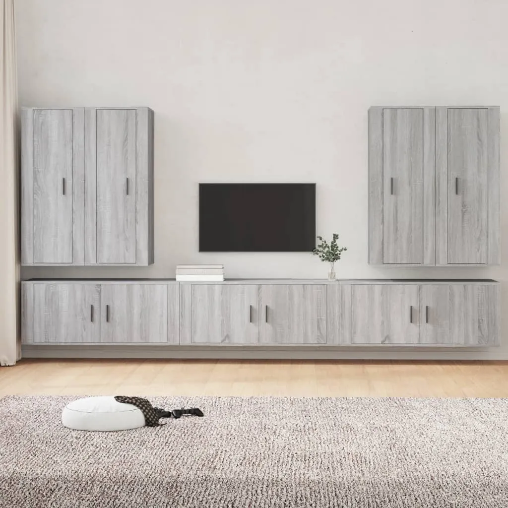 vidaXL Set di Mobili Porta TV 7 pz Grigio Sonoma in Legno Multistrato