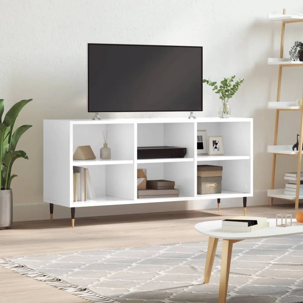 vidaXL Mobile Porta TV Bianco Lucido 103,5x30x50 cm Legno Multistrato