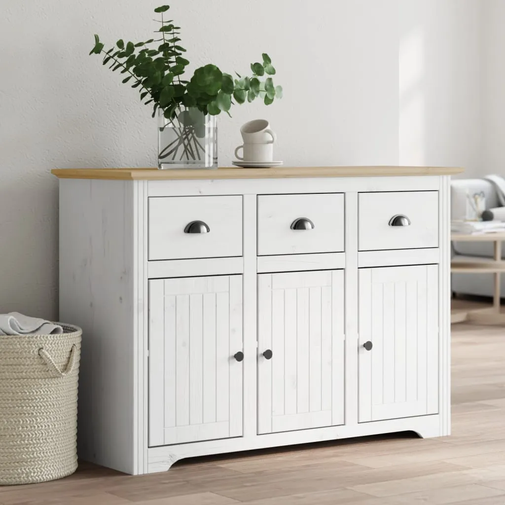 vidaXL Credenza BODO 115x43x79,5 cm Legno Massello Pino Bianco Marrone