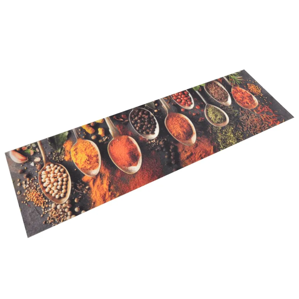 vidaXL Tappeto da Cucina Lavabile Cucchiai e Spezie 45x150 cm Velluto