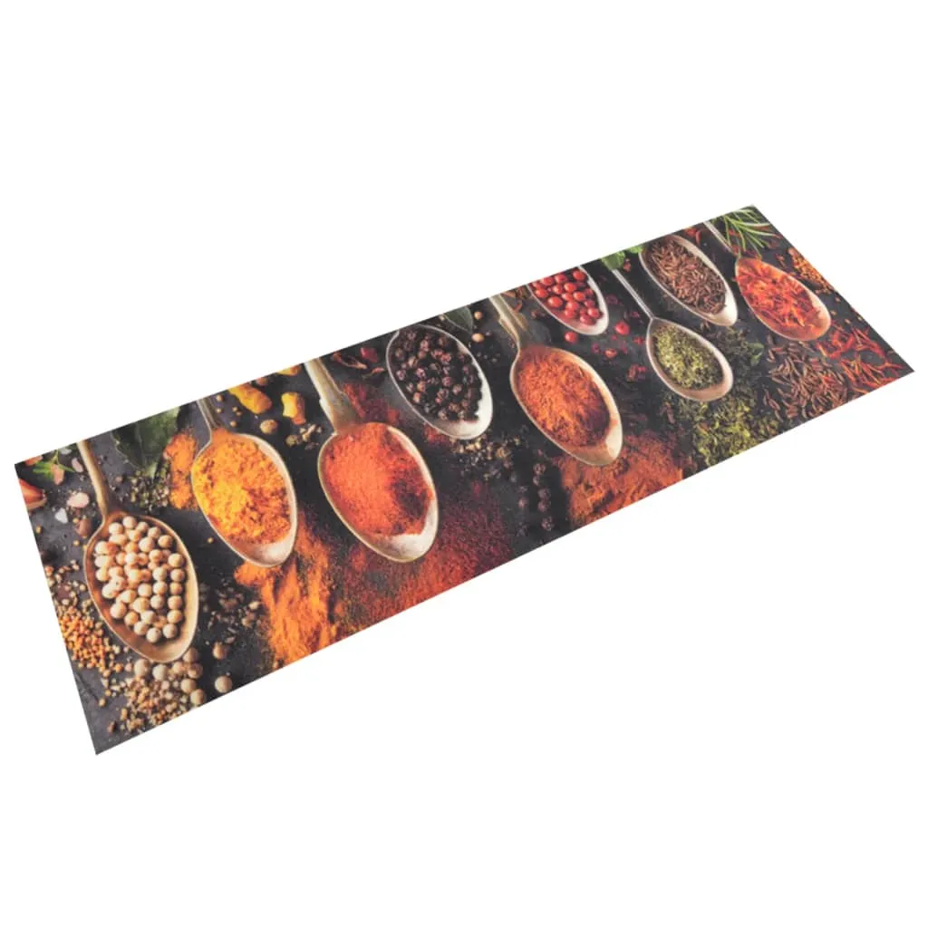 vidaXL Tappeto da Cucina Lavabile Cucchiai e Spezie 60x180 cm Velluto