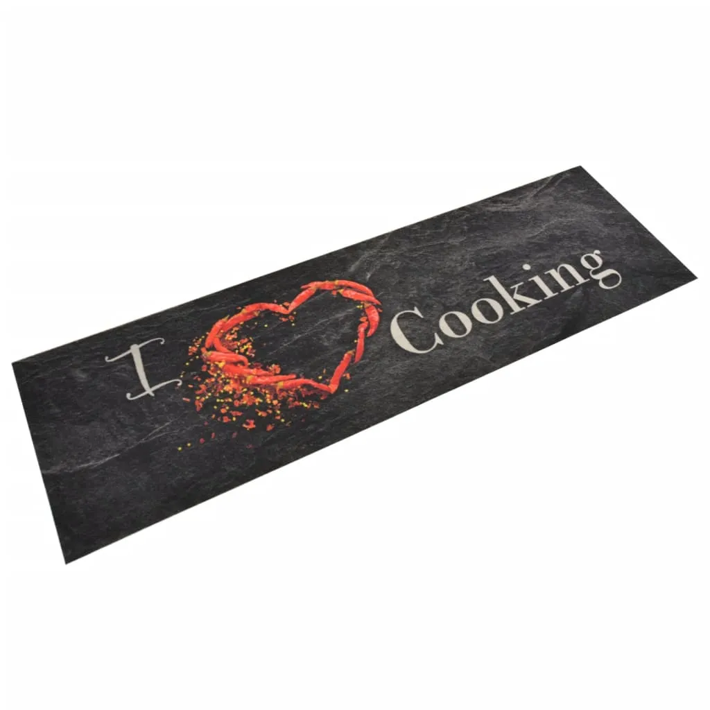 vidaXL Tappeto da Cucina Lavabile Nero Cucinare 45x150 cm Velluto