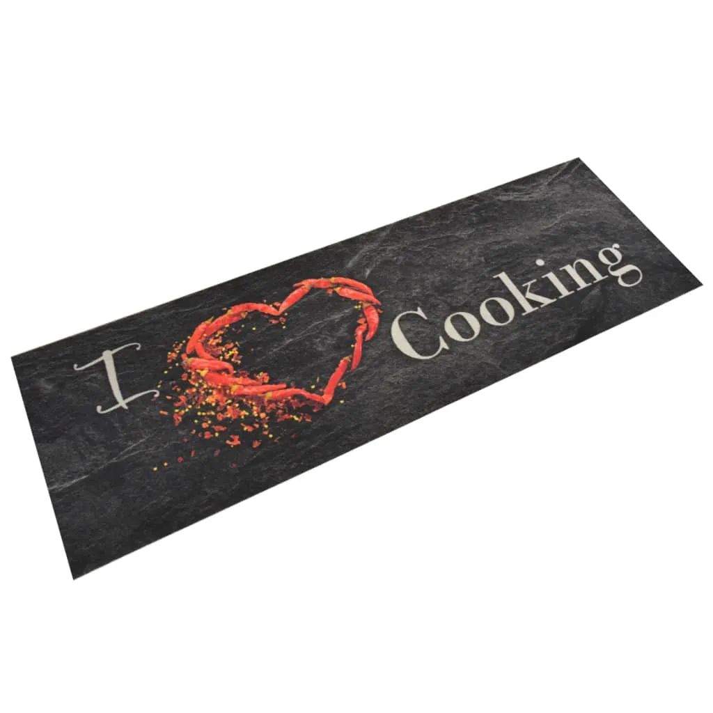 vidaXL Tappeto da Cucina Lavabile Nero Cucinare 60x180 cm Velluto