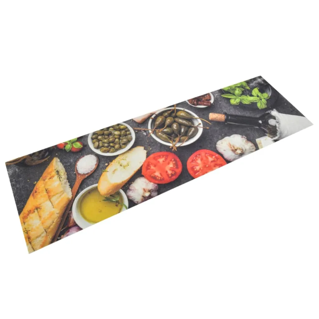 vidaXL Tappeto da Cucina Lavabile Vino e Cena 45x150 cm Velluto