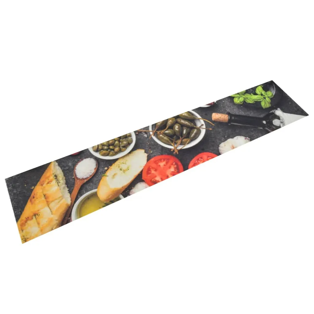 vidaXL Tappeto da Cucina Lavabile Vino e Cena 60x300 cm Velluto