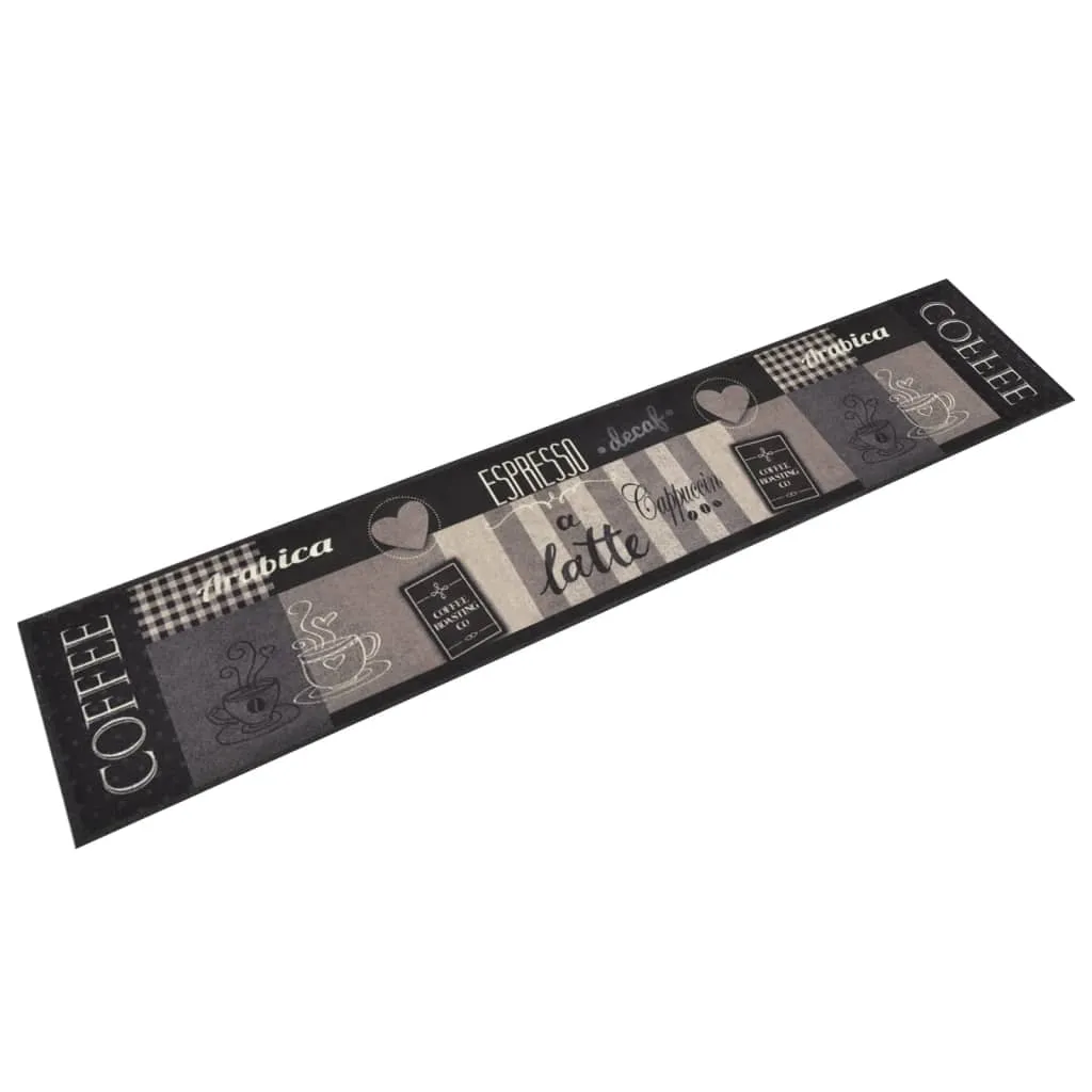 vidaXL Tappeto da Cucina Lavabile Nero Caffè 60x300 cm Velluto