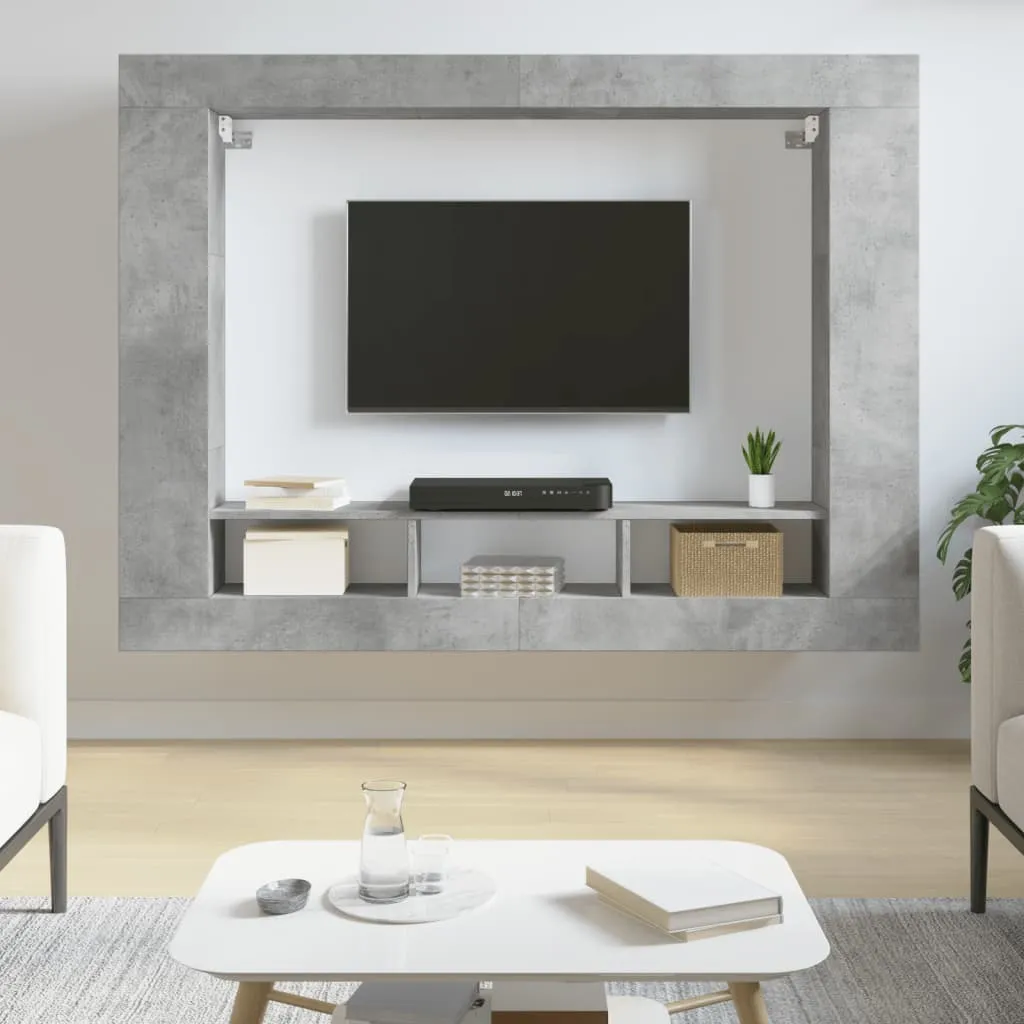 vidaXL Mobile Porta TV Grigio Cemento 152x22x113 cm Legno Multistrato