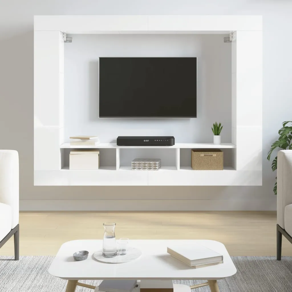 vidaXL Mobile Porta TV Bianco Lucido 152x22x113cm in Legno Multistrato