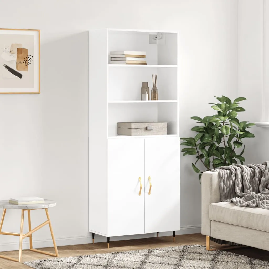 vidaXL Credenza Bianco Lucido 69,5x34x180 cm in Legno Multistrato