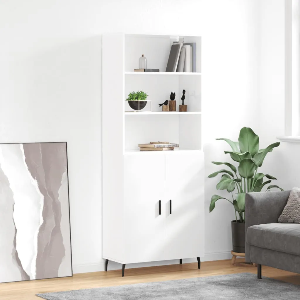 vidaXL Credenza Bianco Lucido 69,5x34x180 cm in Legno Multistrato