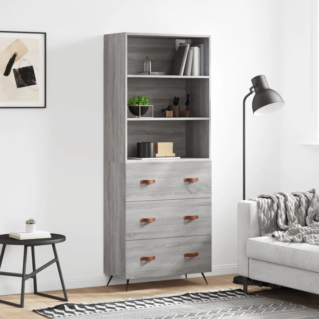 vidaXL Credenza Grigio Sonoma 69,5x34x180 cm in Legno Multistrato