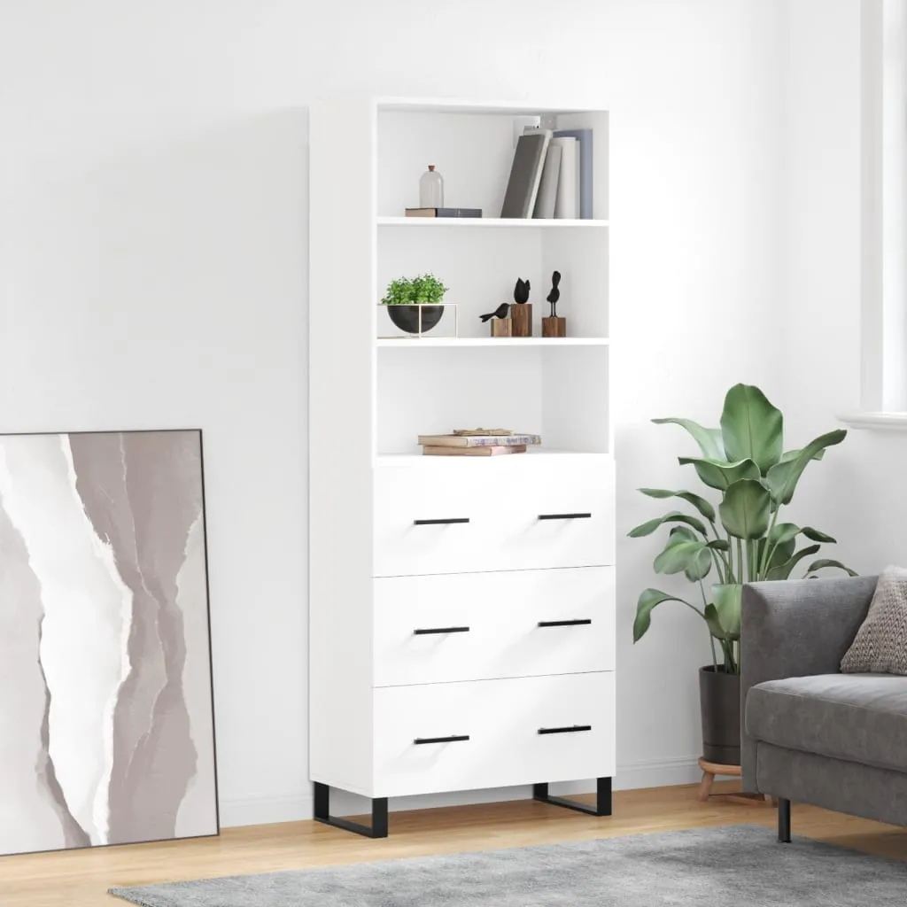 vidaXL Credenza Bianco Lucido 69,5x34x180 cm in Legno Multistrato