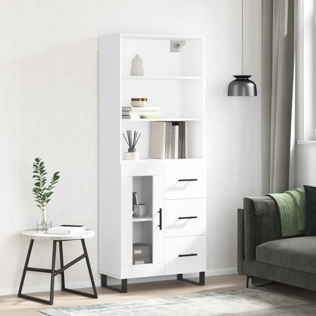 vidaXL Credenza Bianco Lucido 69,5x34x180 cm in Legno Multistrato