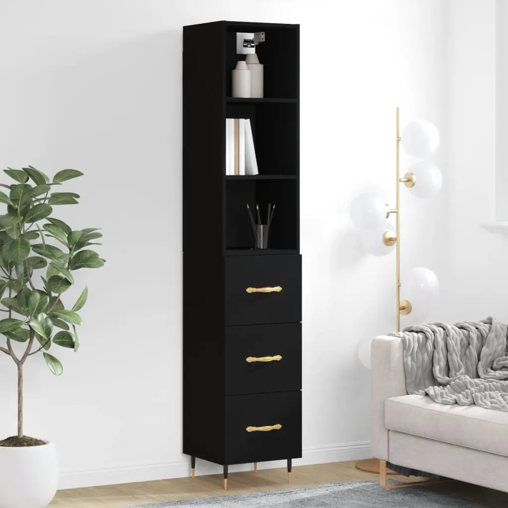 vidaXL Credenza Nera 34,5x34x180 cm in Legno Multistrato