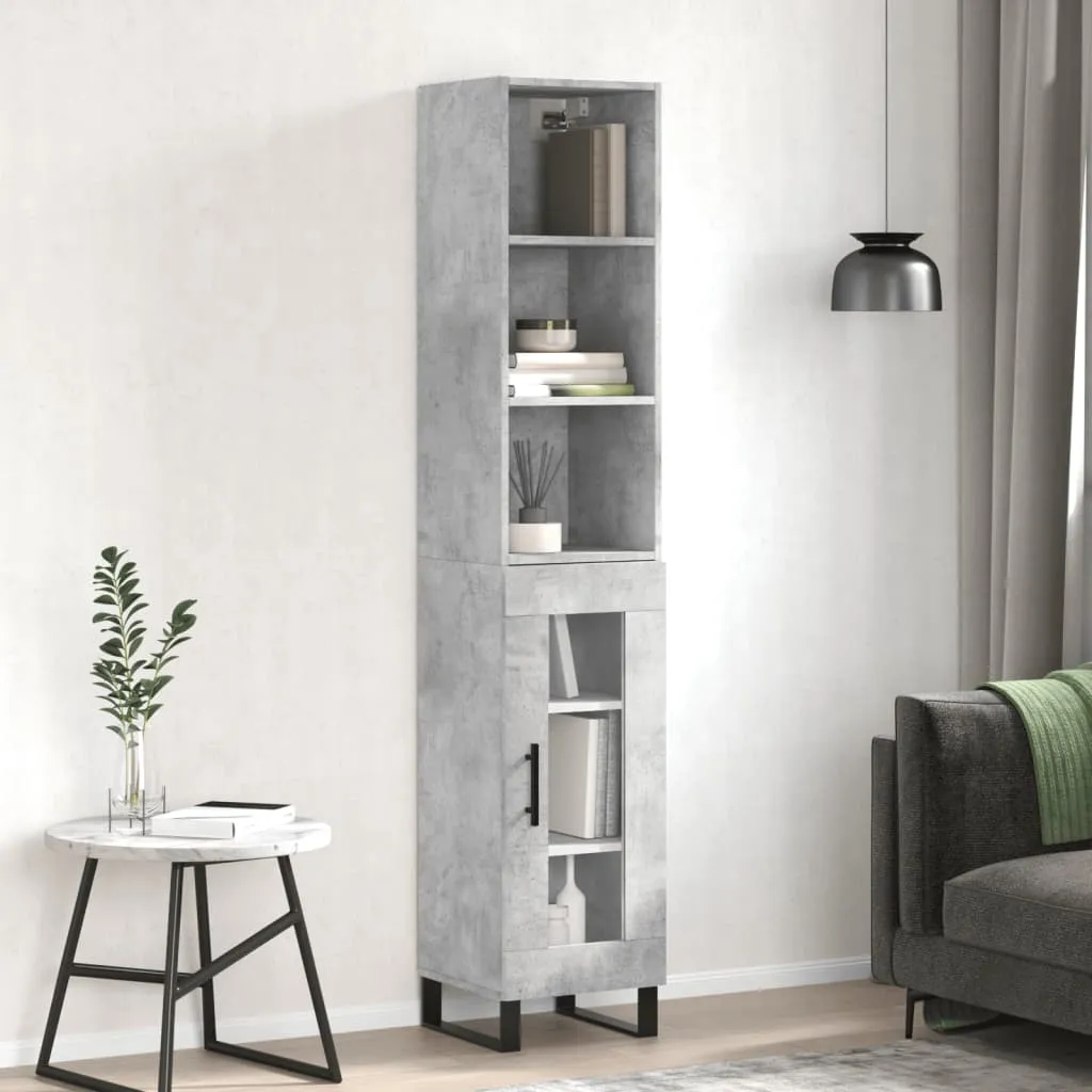 vidaXL Credenza Grigio Cemento 34,5x34x180 cm in Legno Multistrato