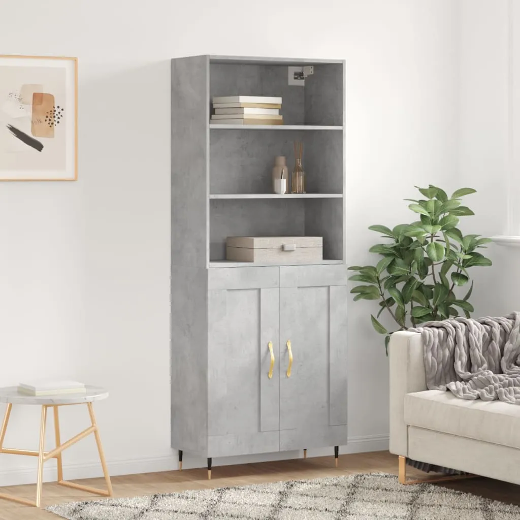 vidaXL Credenza Grigio Cemento 69,5x34x180 cm in Legno Multistrato